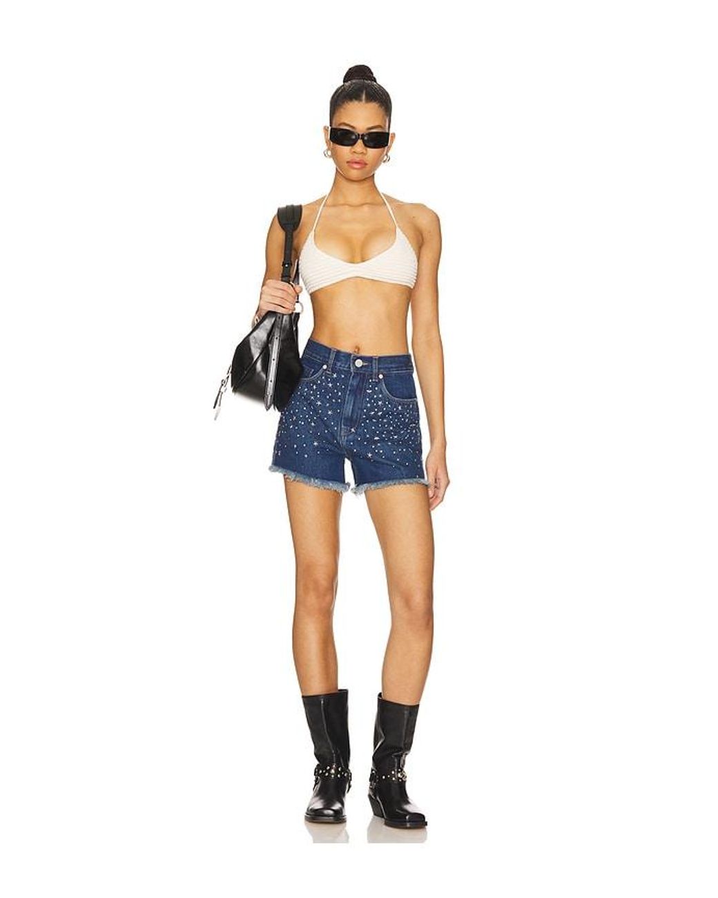 Blank NYC Blue Embellished Denim Short