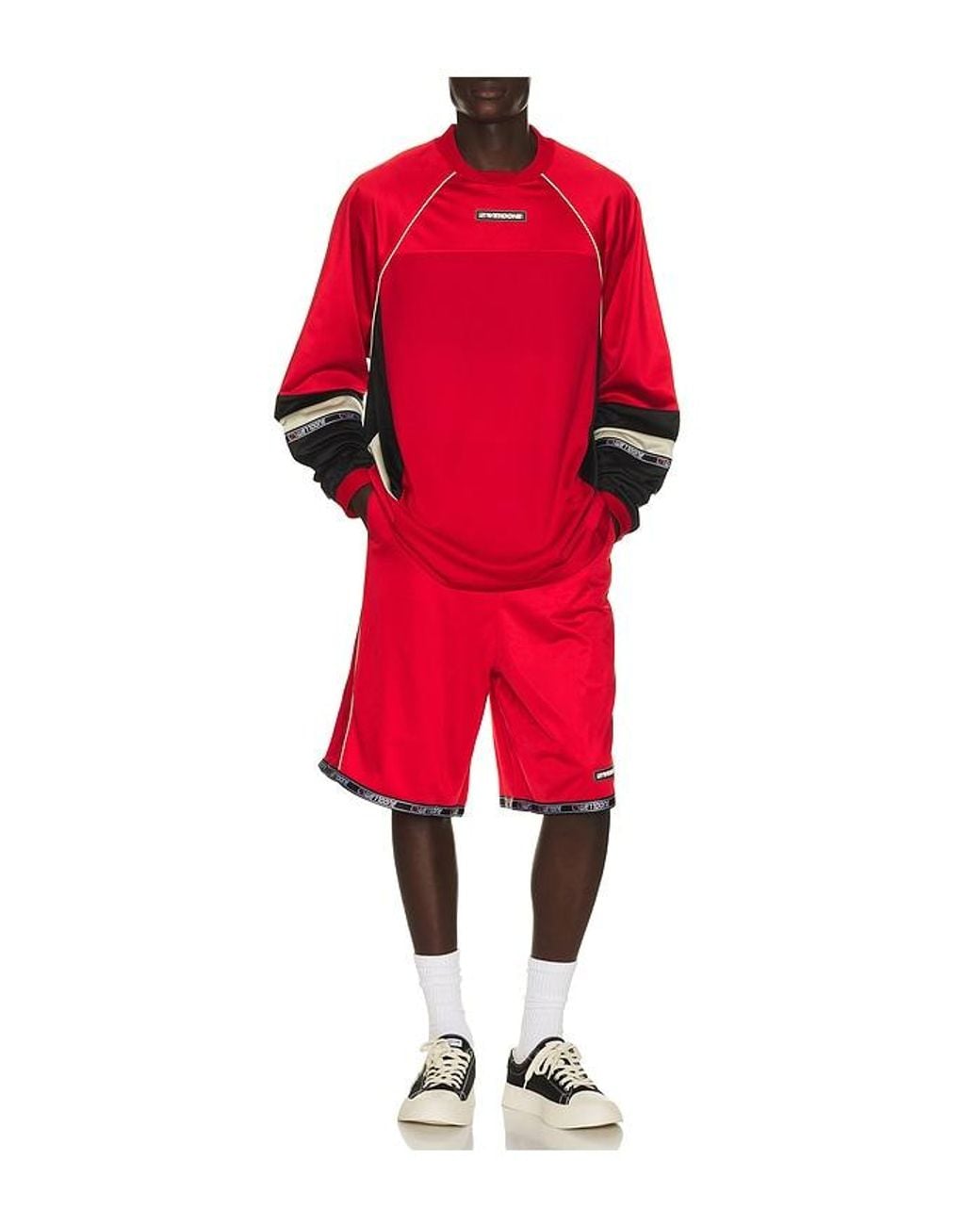 we11done Red Sporty Football Jersey Shorts for men