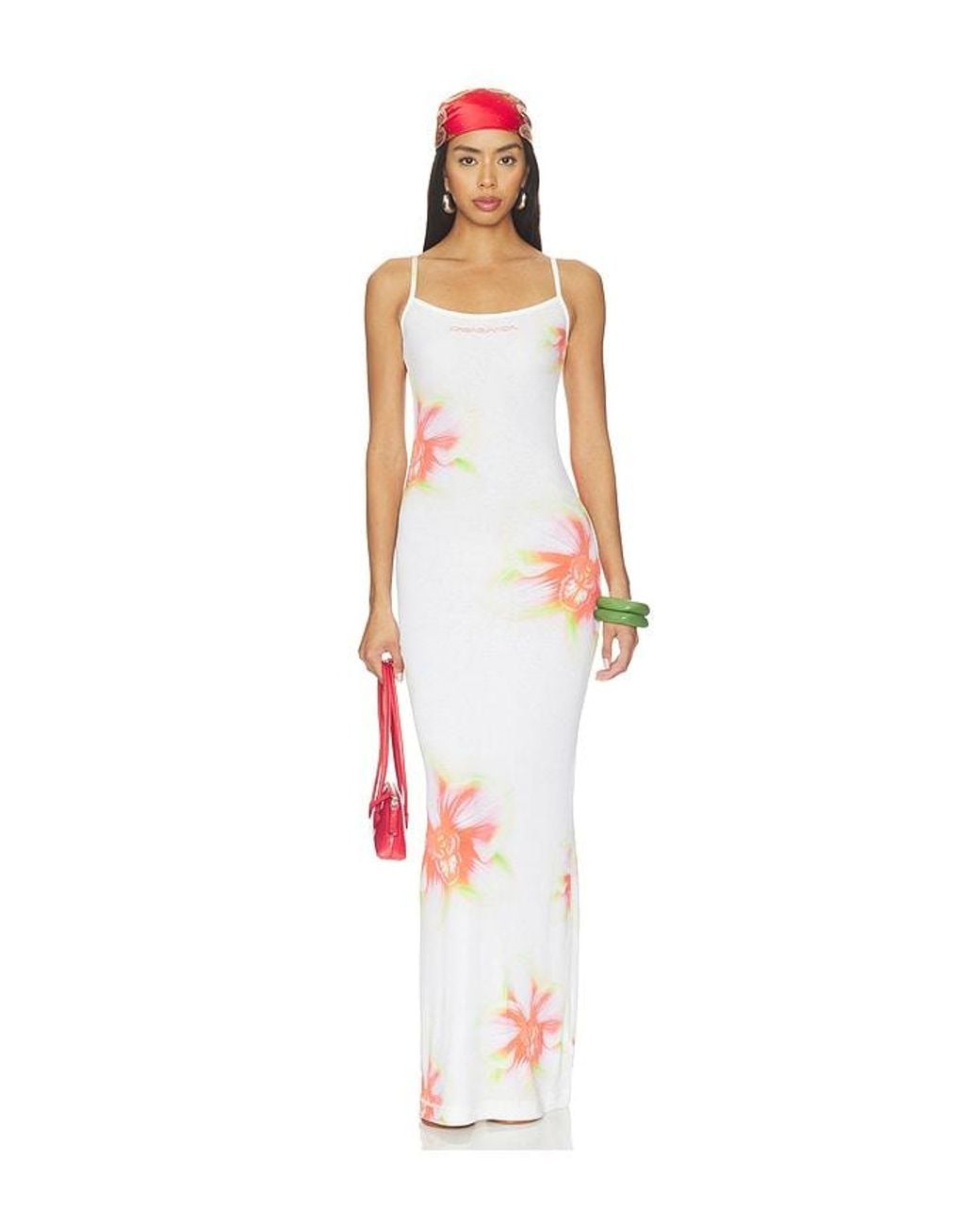 Casablanca White Printed Soft Ribbed Dress
