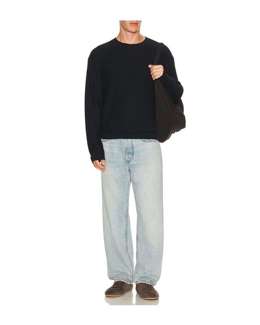 FRAME Black Textured Crewneck Sweater for men