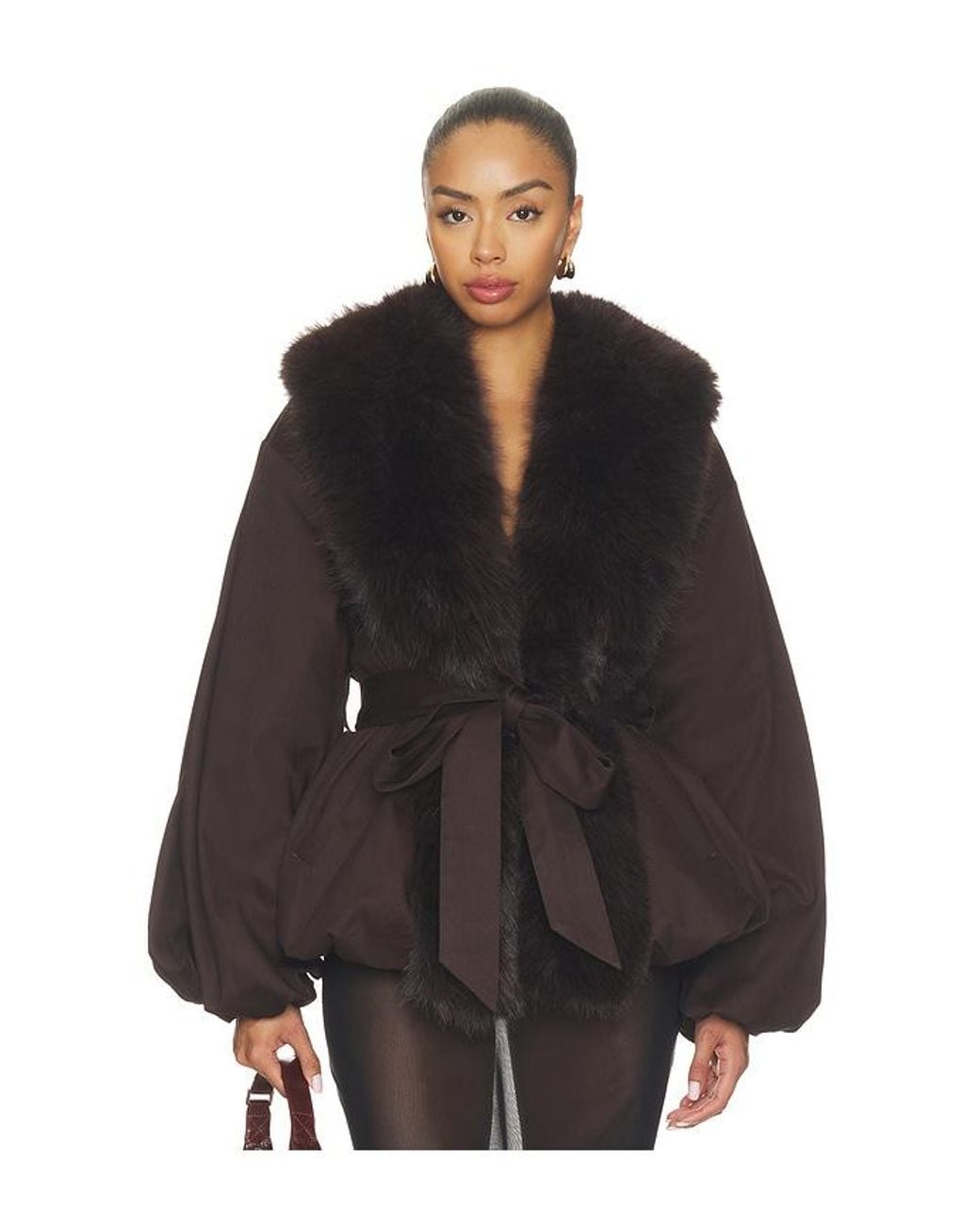 ROTATE BIRGER CHRISTENSEN Black Faux Fur Collar Jacket