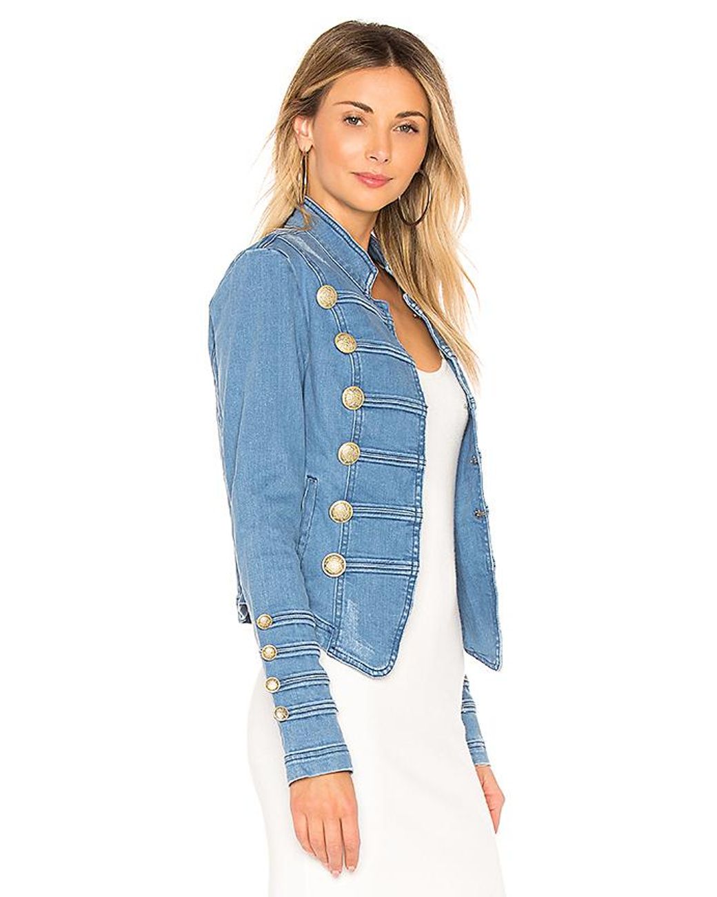 Fitted Military Denim Jacket 