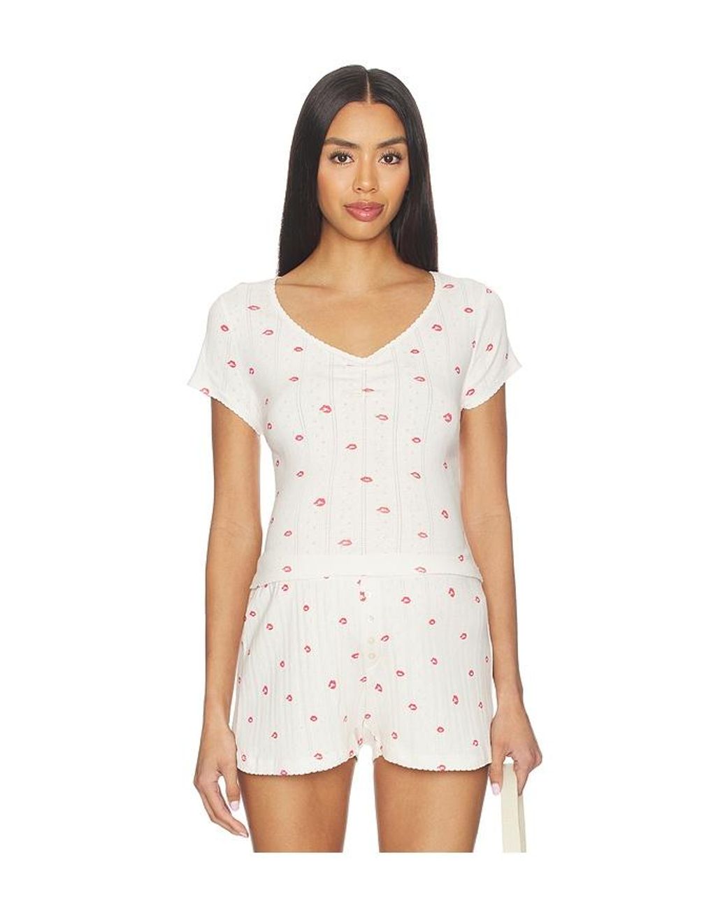 HATCH White The Pointelle Sweetheart Tee
