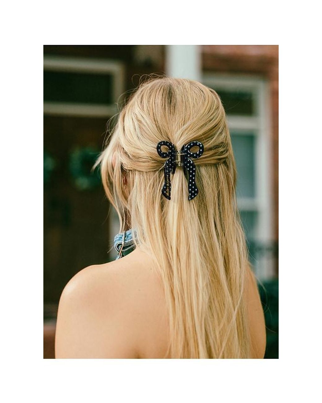 Solar Eclipse Blue Hand-Painted Coquette Bow Claw Hair Clip