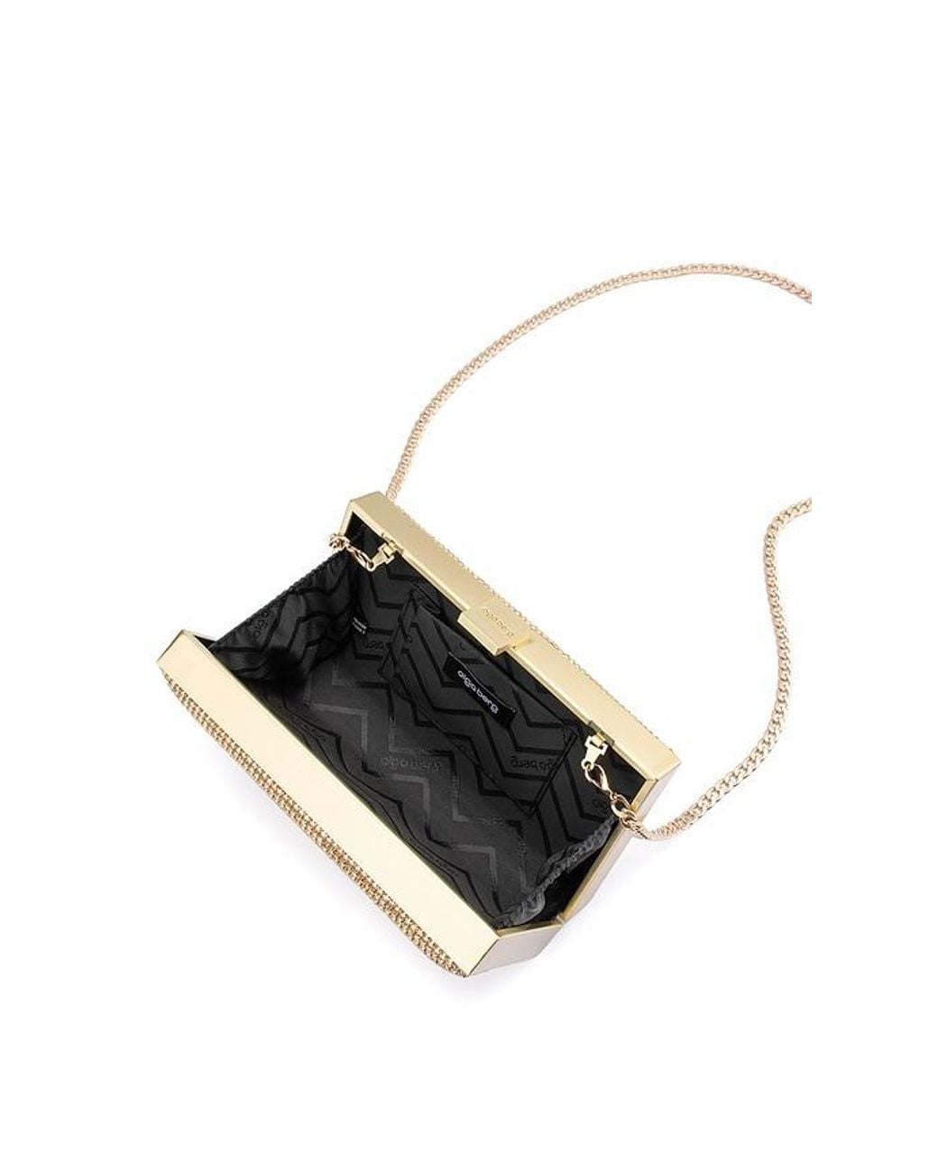 Olga Berg Natural Stef Crystal Box Clutch