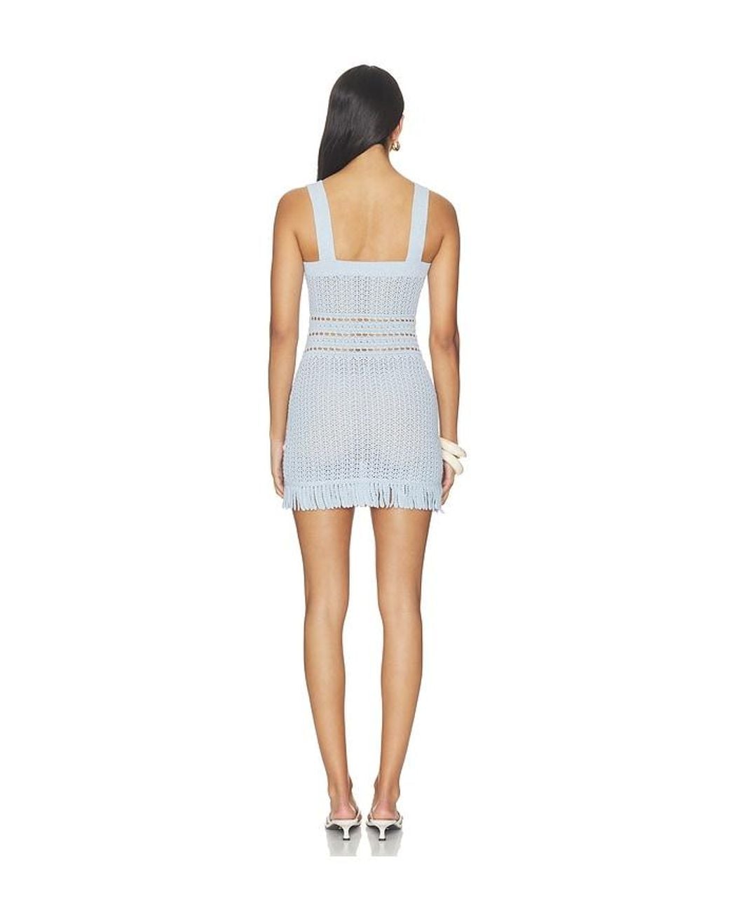 Lovers + Friends Blue Philine Fringe Mini Dress