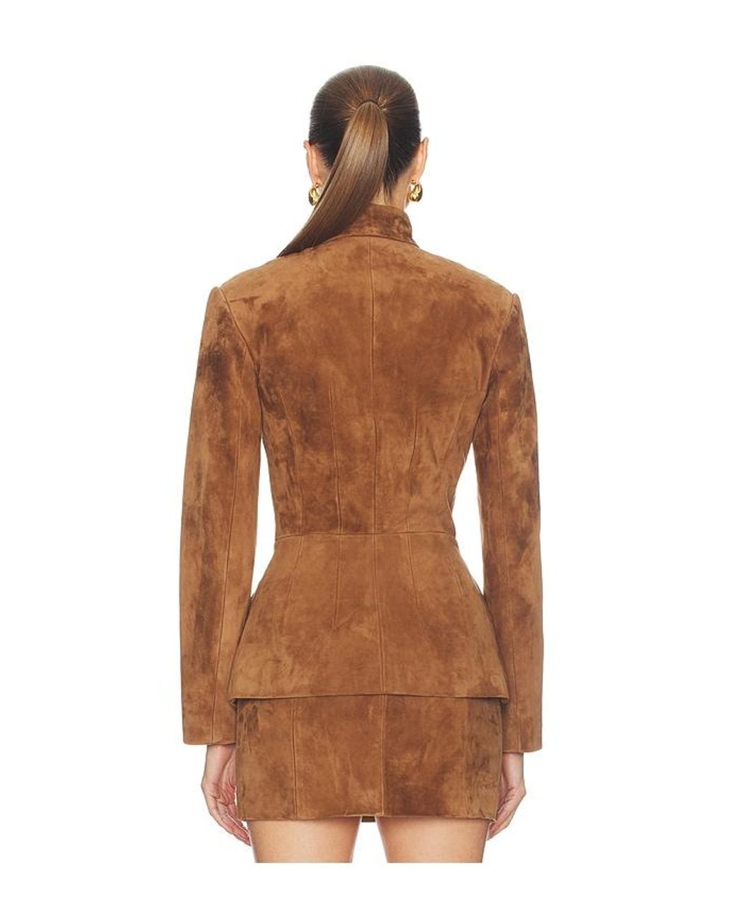 SAU LEE Brown Alba Suede Tang Jacket