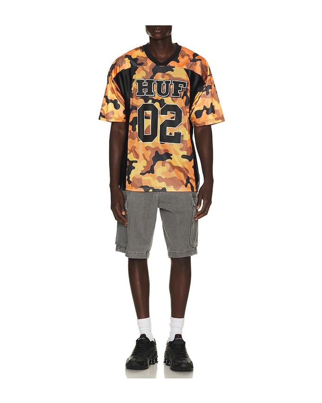 Huf Orange Camo Football Jersey Tee for men