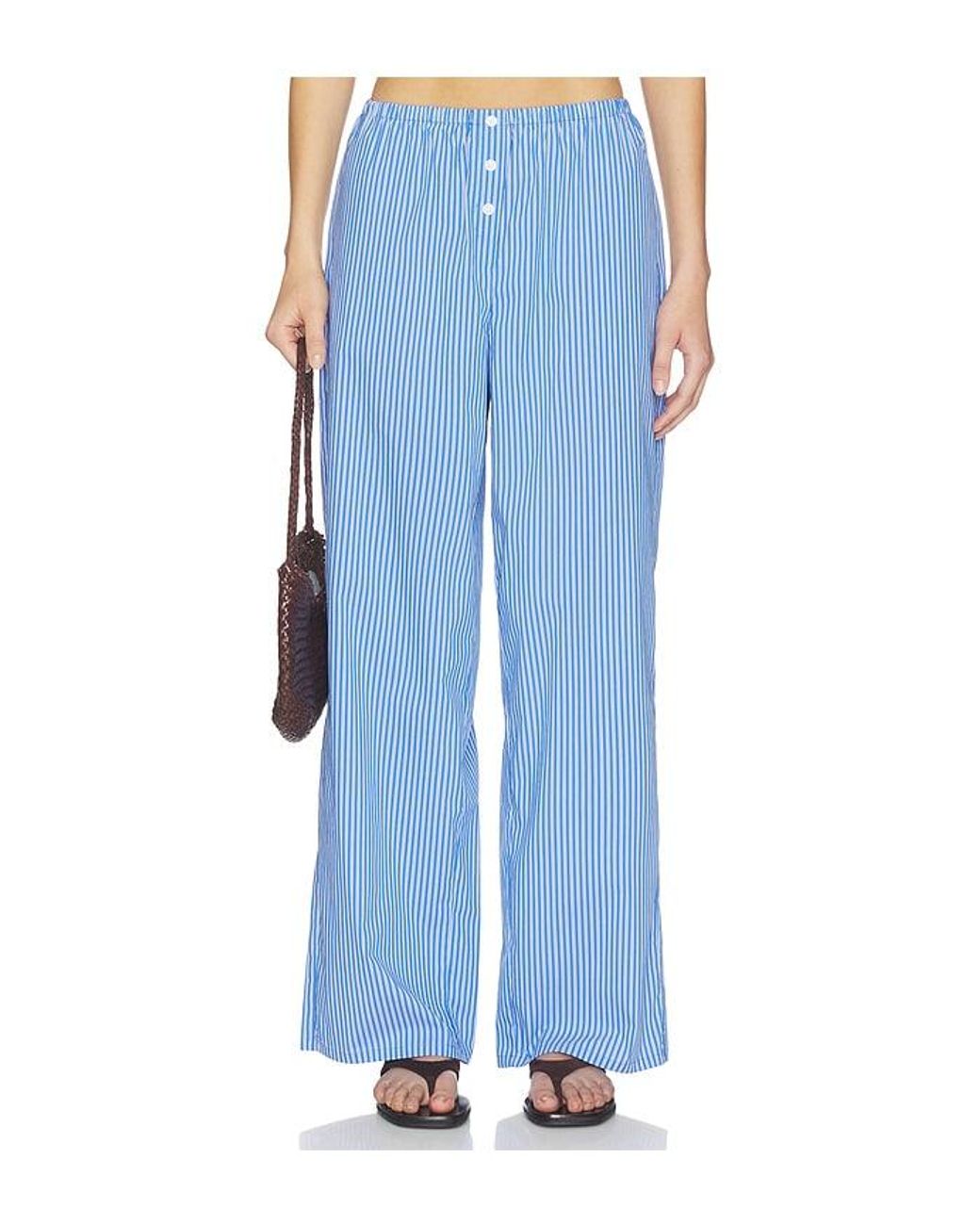 GOOD AMERICAN Blue Poplin Pull On Pants