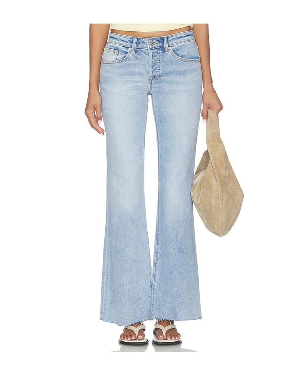 GOOD AMERICAN Blue Vintage Low Rise Relaxed Flare Jeans