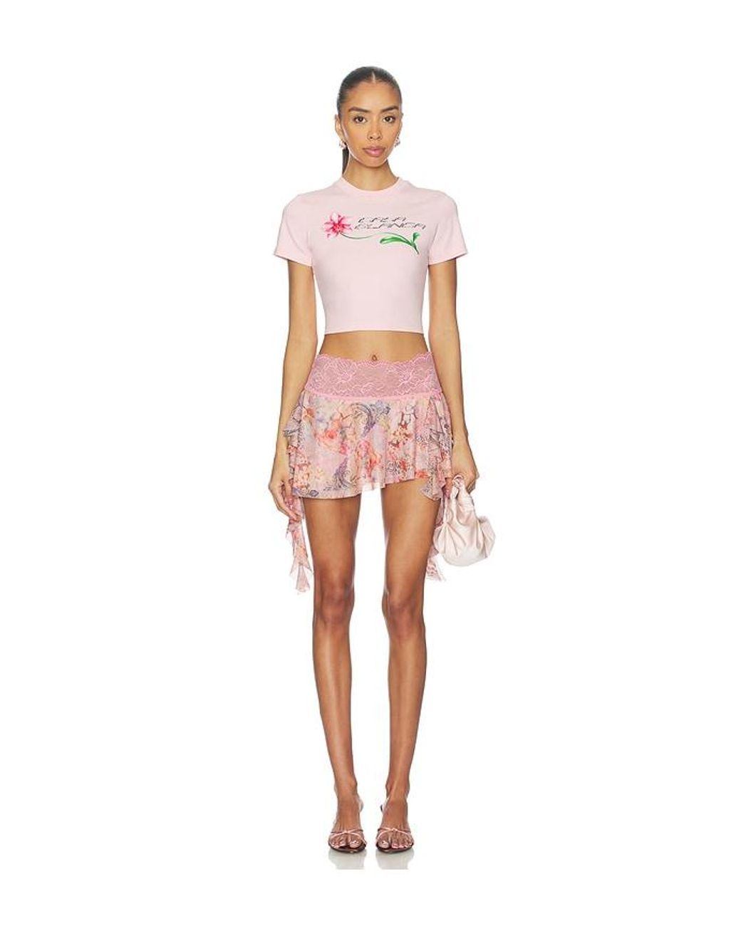 Casablanca Pink Orchid Logo Cropped Baby Tee