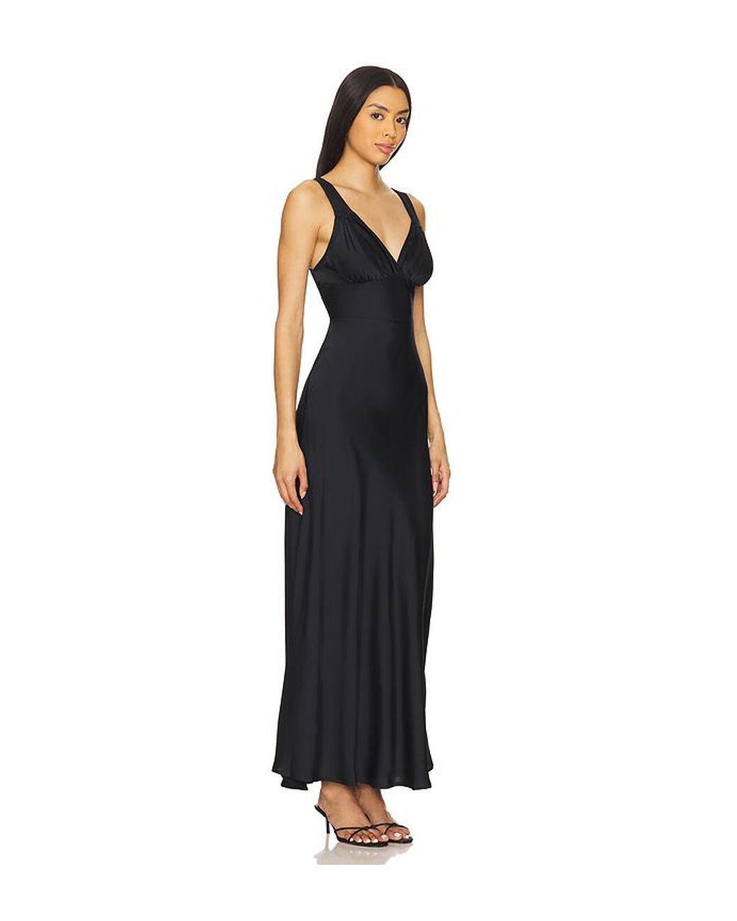 WeWoreWhat Black Ruched Cup Slip Maxi Dress