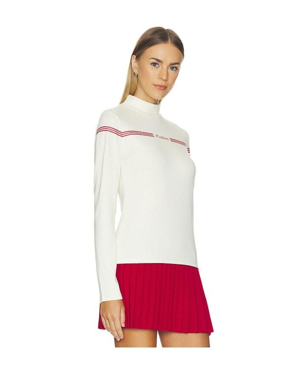 Malbon Red Sierra Mockneck Top
