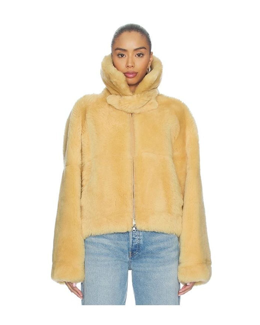 Helmut Lang Blue Shearling Bomber Jacket