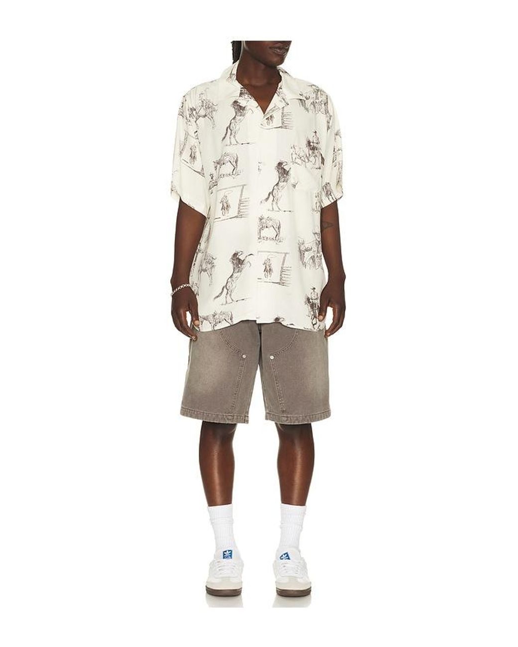 One Of These Days Natural Charcoal Montage Camp Shirt for men