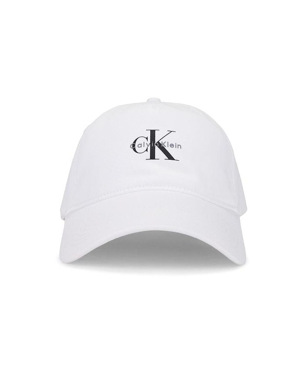 Calvin Klein White Monologo Printed Baseball Cap for men