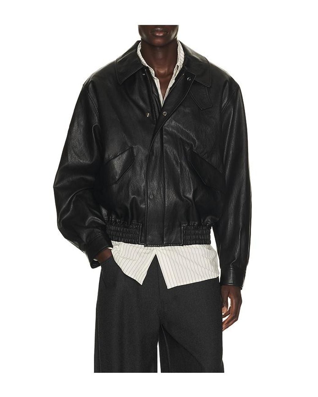 LE17SEPTEMBRE Black Faux Leather Zip Blouson for men