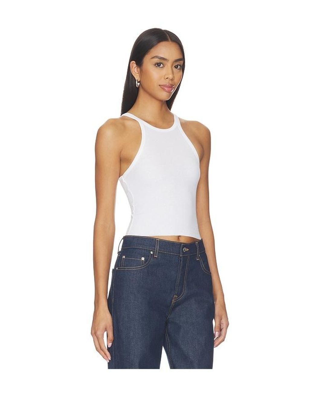 GRLFRND Blue Cropped Racer Tank