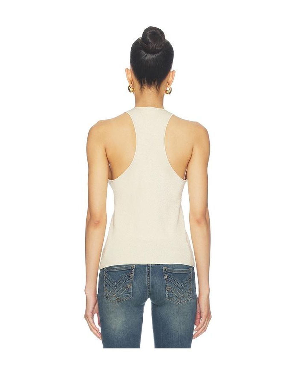 Lovers + Friends White Rosanna Metallic V Neck Top