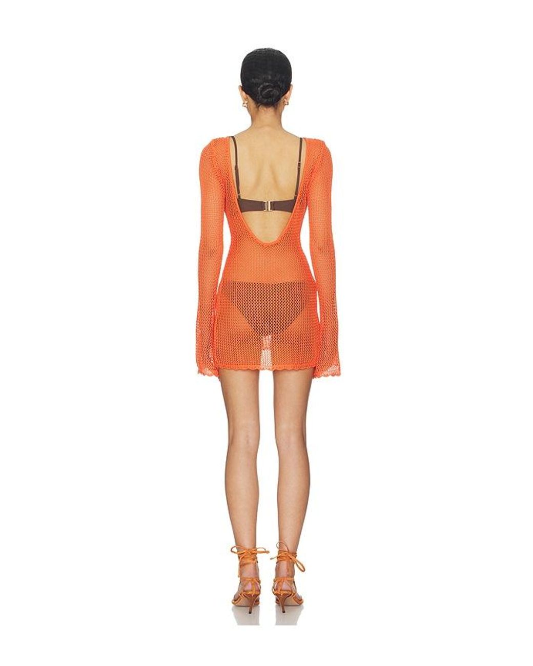 SNDY'S Orange Tanya Crochet Mini Dress