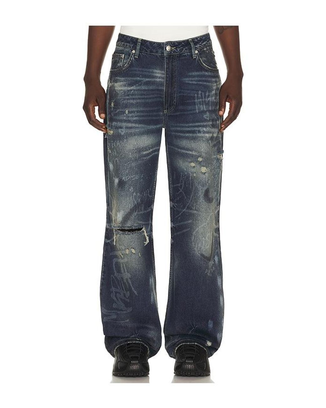M I S B H V Blue Laser Tagged Denim Jeans for men
