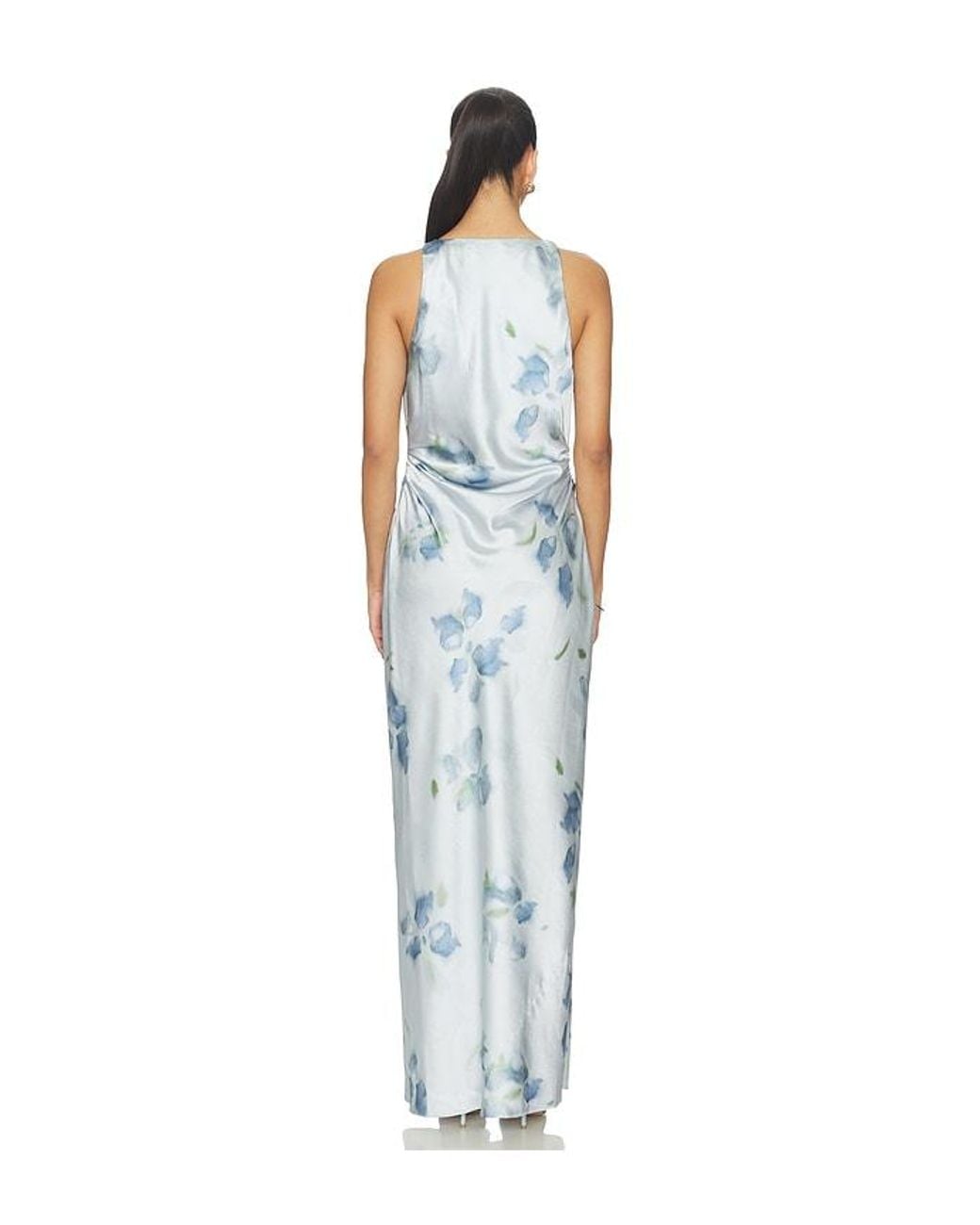 Vince White Petal Blur Twist Shoulder Cowl Neck Dress