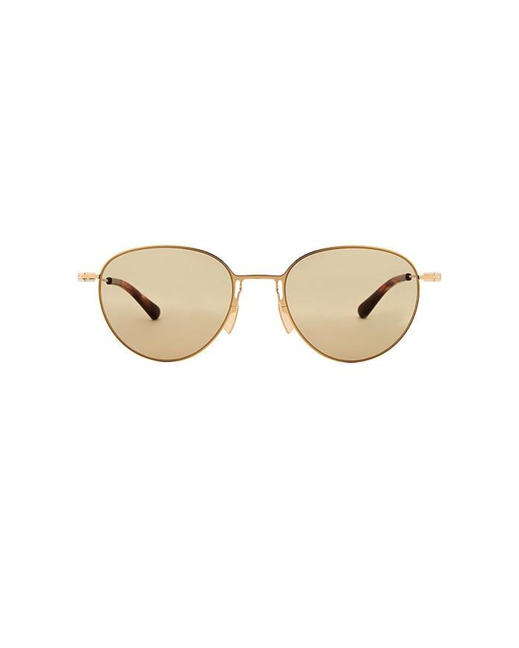 Bottega Veneta Metallic Thin Triangle Round Sunglasses
