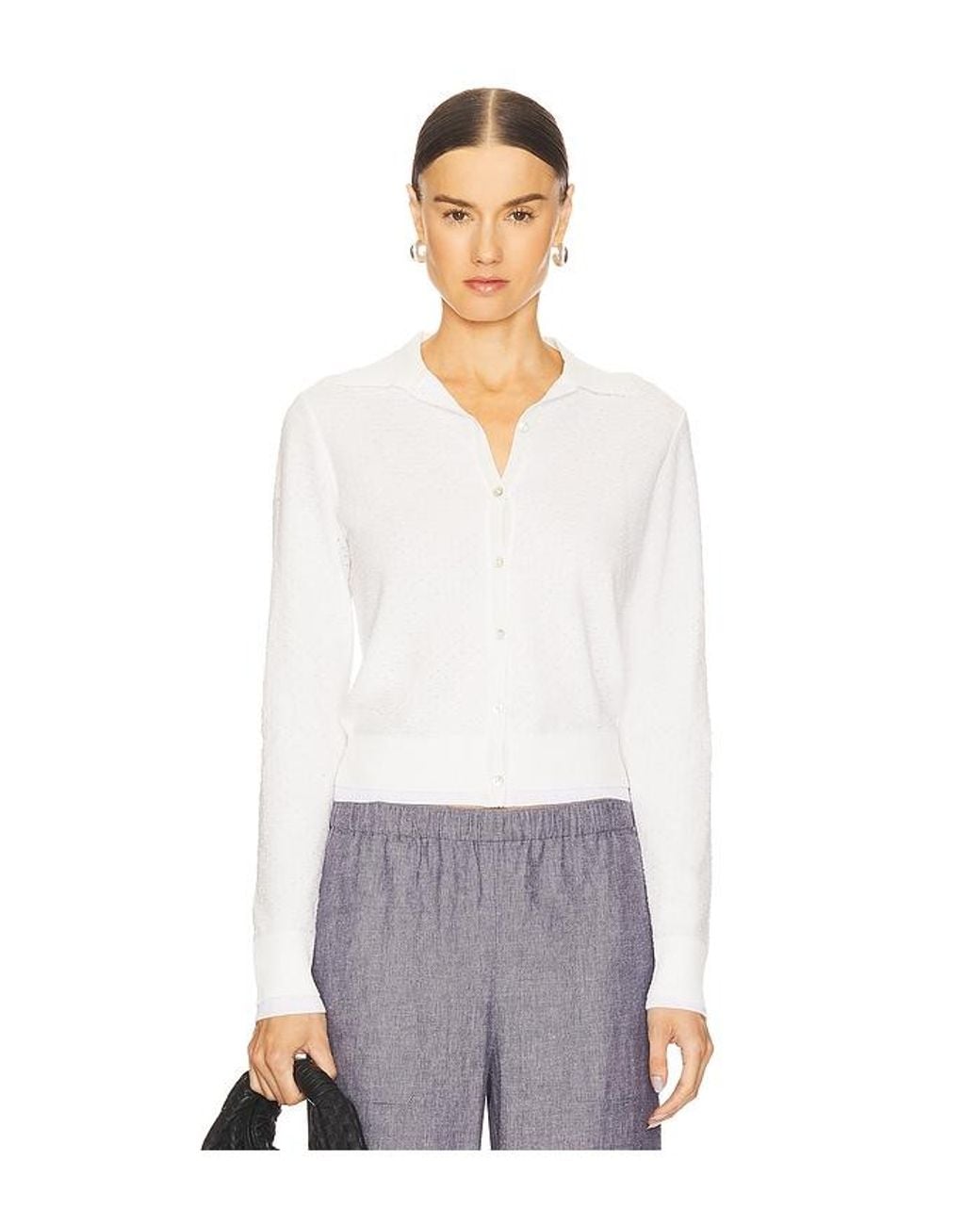 Vince White Double Layer Mesh Cardigan