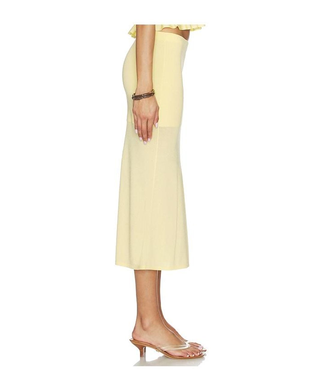 Lovers + Friends Natural Delia Knit Midi Skirt