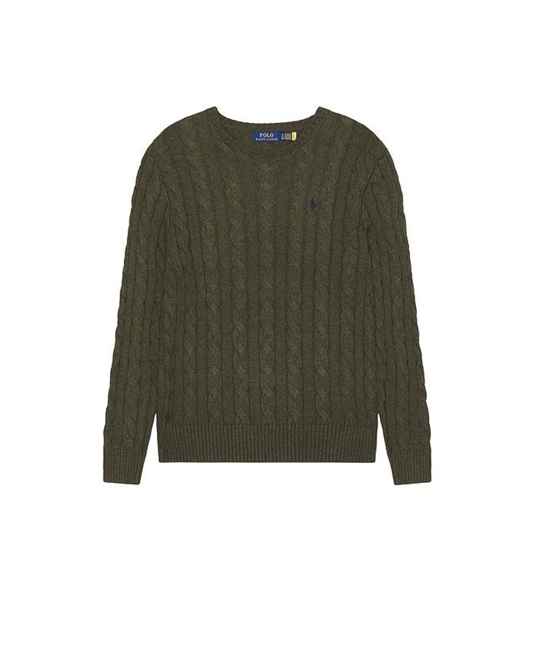 Polo Ralph Lauren Green Cotton Cable Knit Crewneck Sweater for men