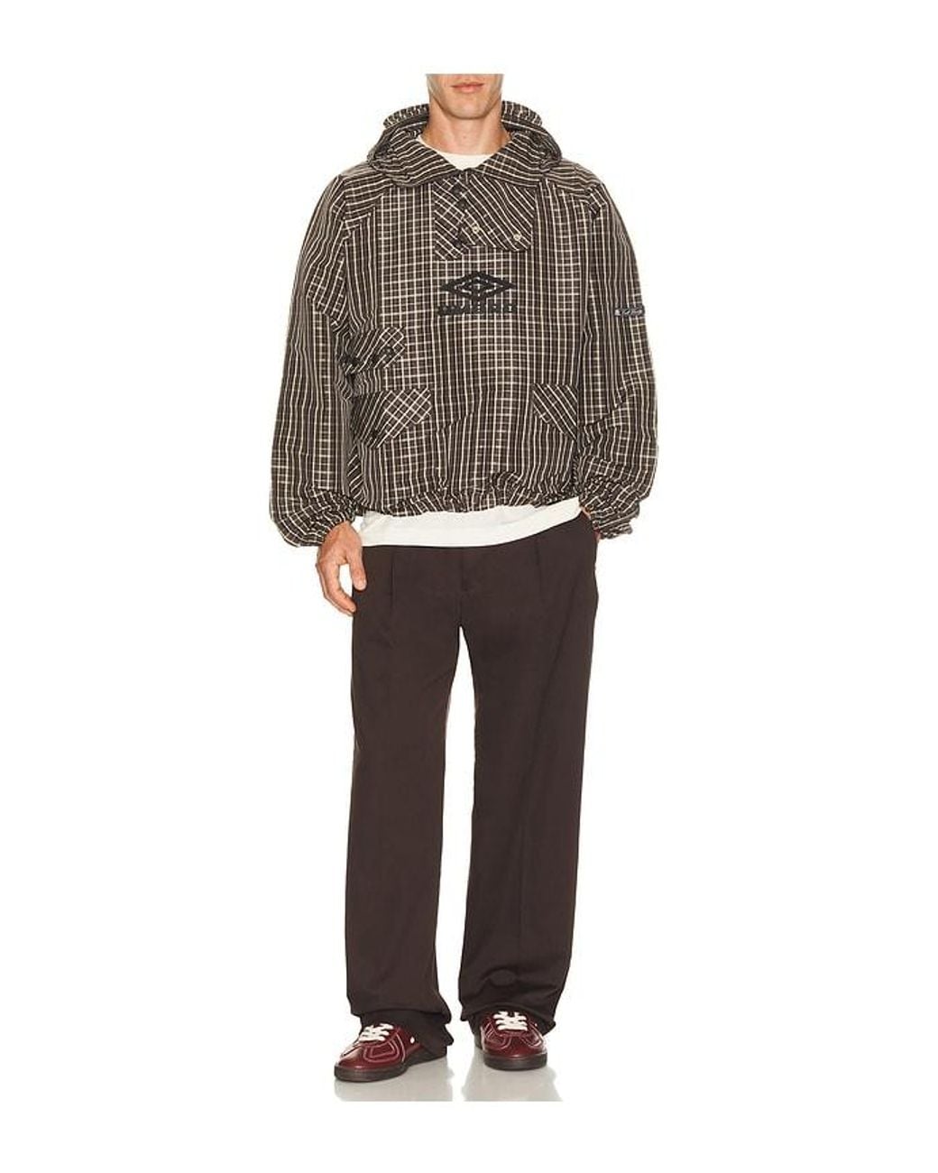 Umbro Gray Check Smock Anorak for men