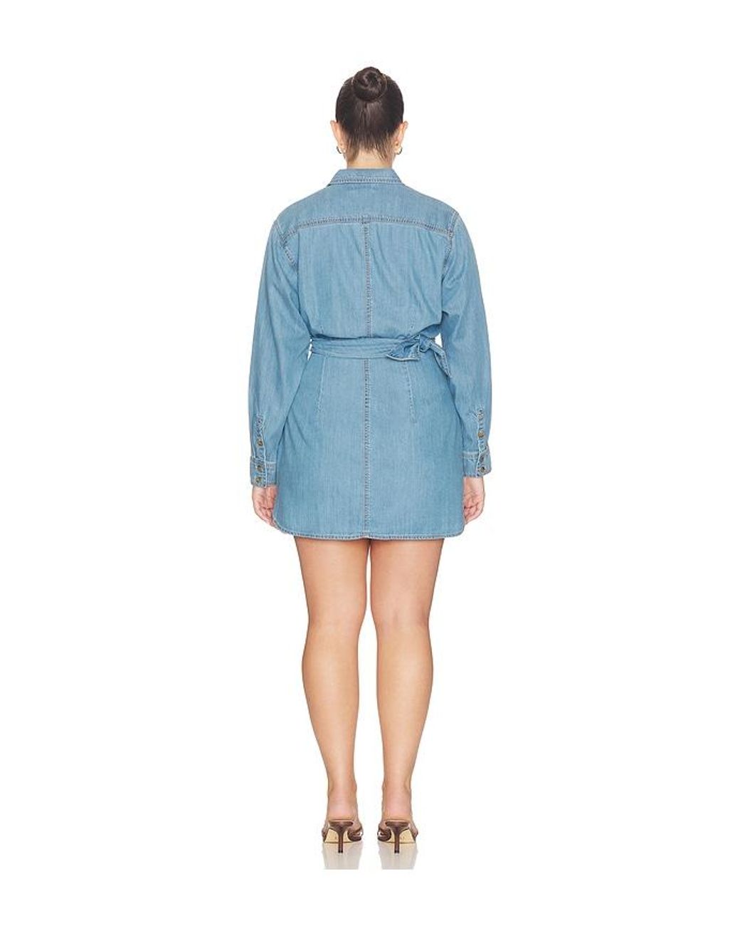 GOOD AMERICAN Blue Denim Wrap Shirt Dress