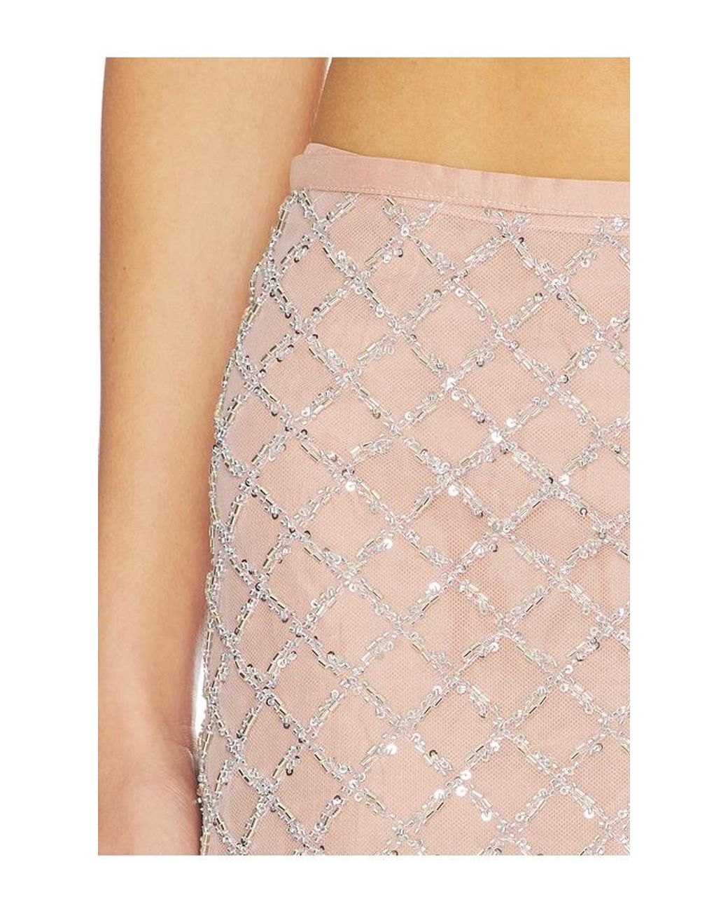 Minifalda Adornada En Color Metallic,Nude Talla (También En M, S, Xs) Fleur du Mal de color White