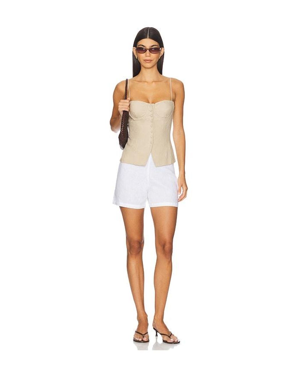 Onia White Air Linen Underwire Corset Top