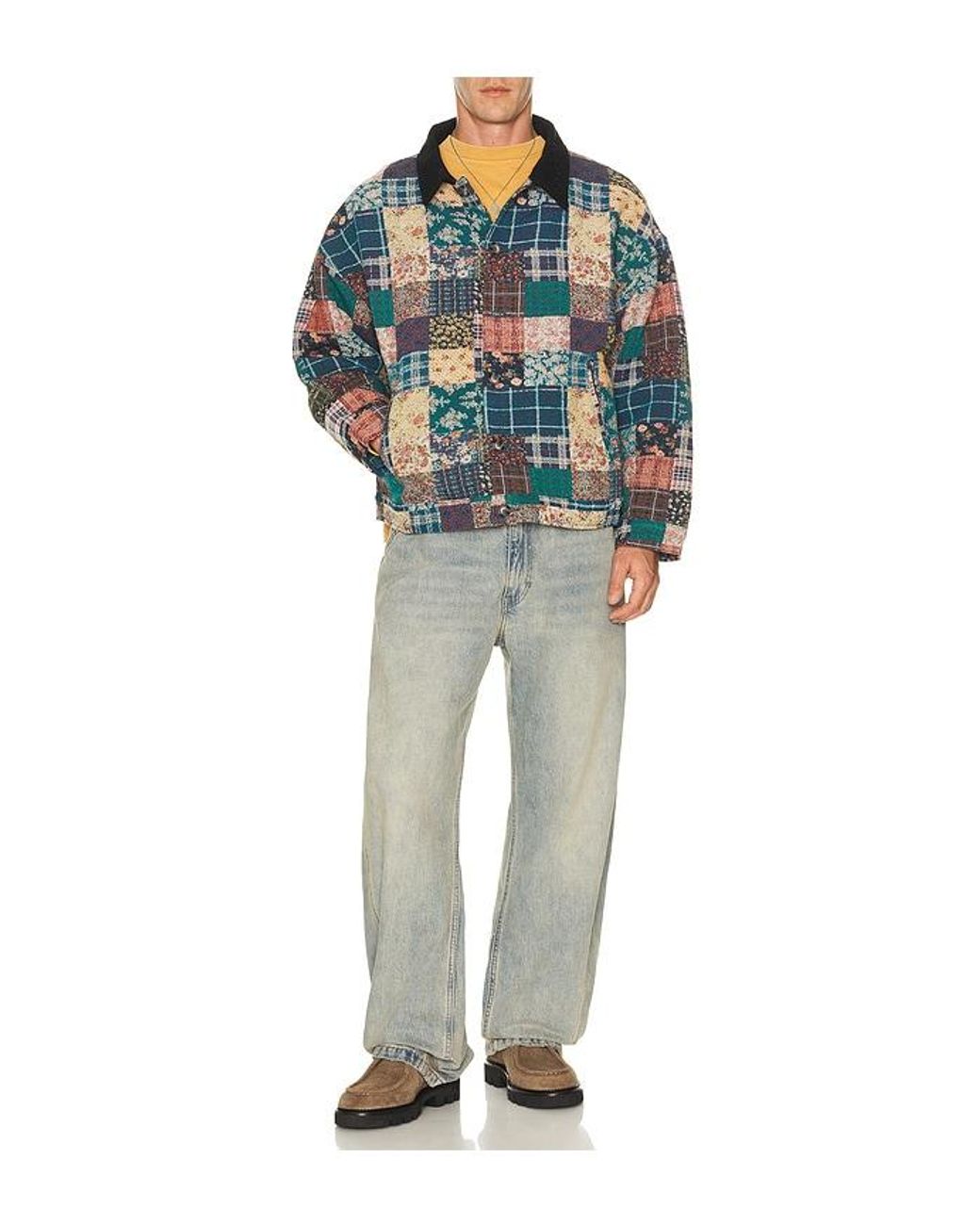 Ryoko Rain Blue Quilted Tapestry Work Jacket for men