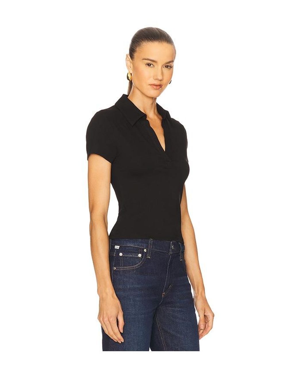ALL THE WAYS Black Terri Polo Top