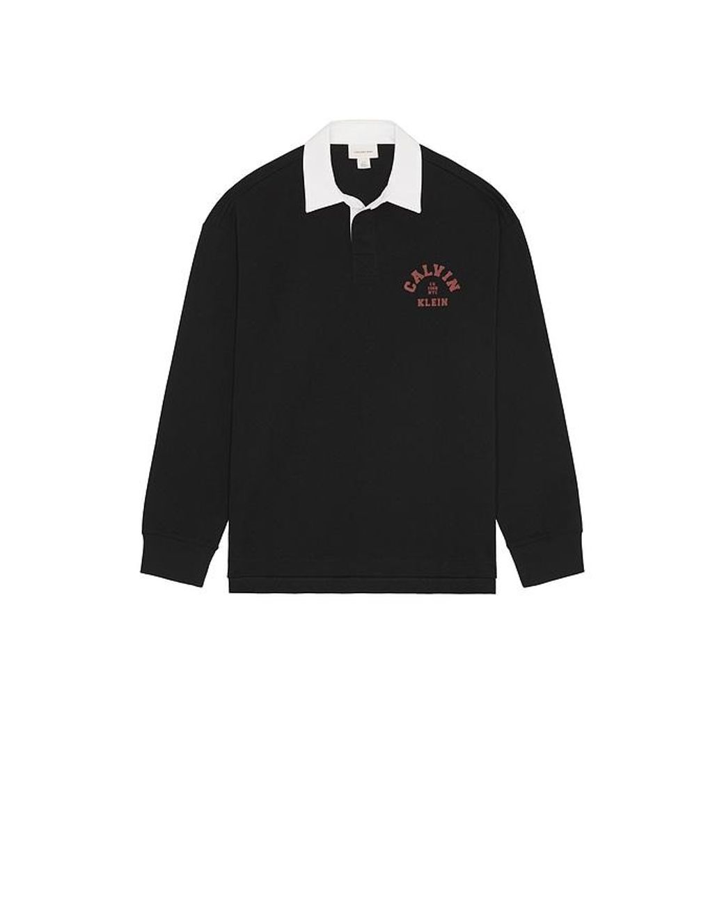 Calvin Klein Black Compact Rugby Long Sleeve Polo for men