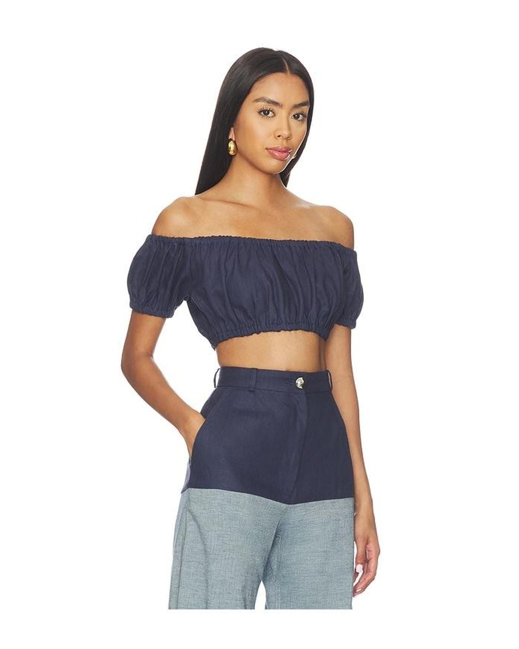 Matthew Bruch Blue Bubble Crop Top