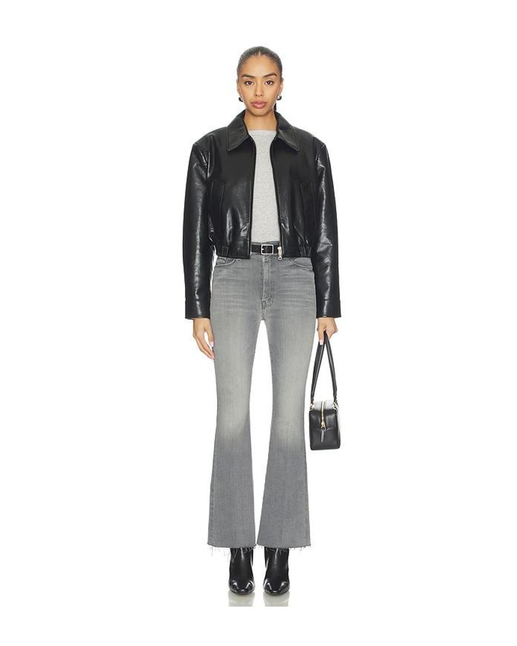 Mother Gray High Waisted Weekend Fray Jeans