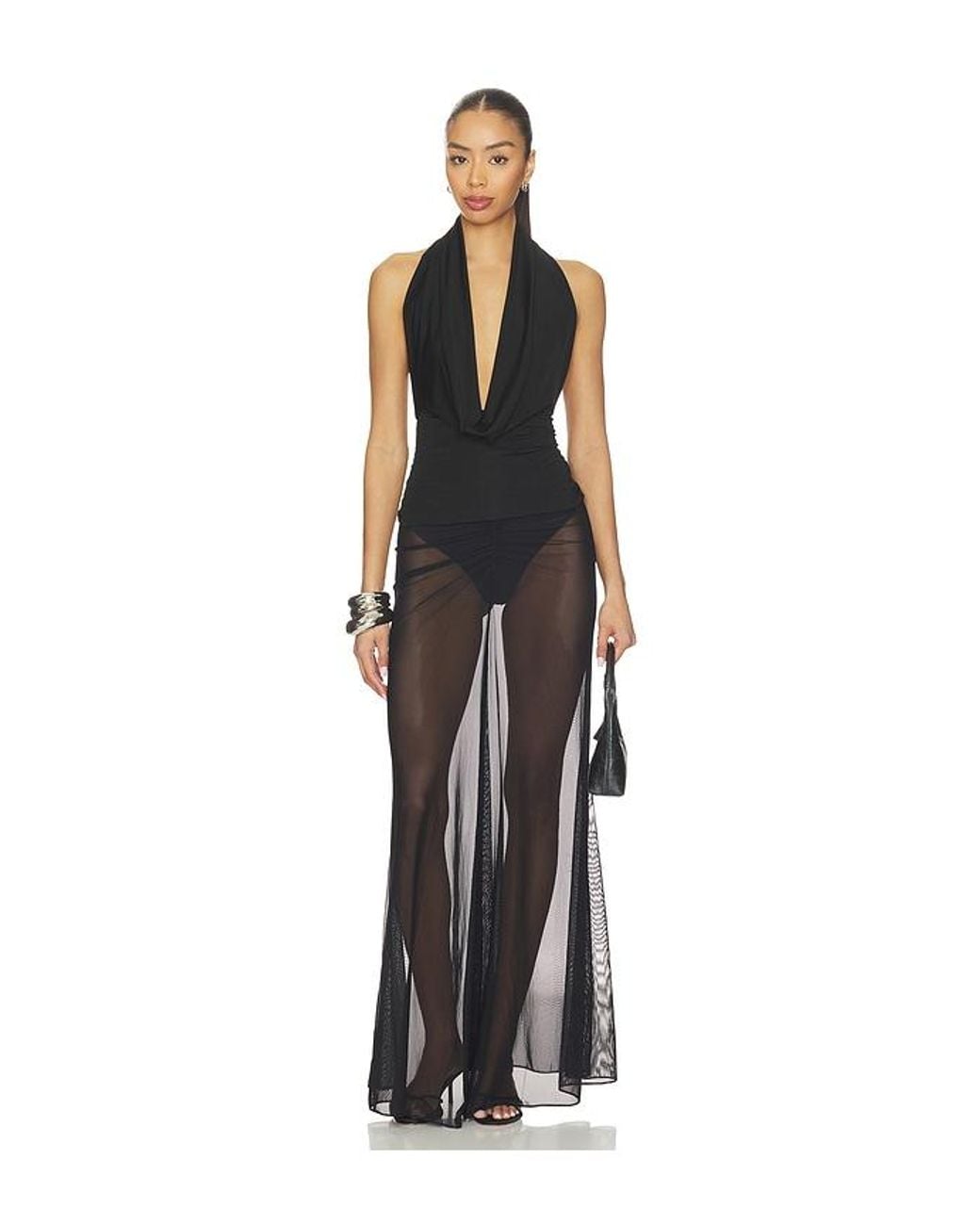 LAPOINTE Black Rock Ruched Maxi Skirt