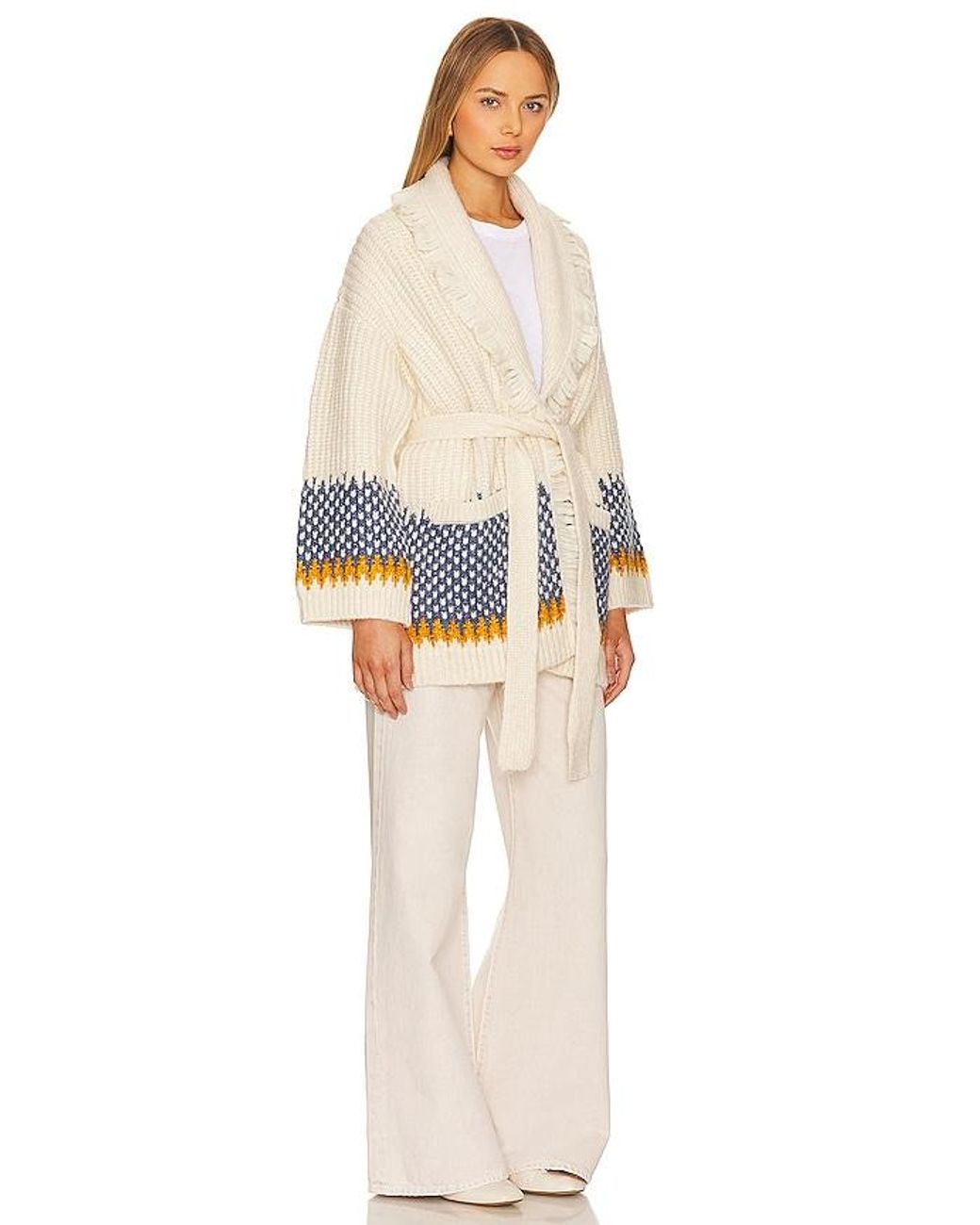 Tularosa White Malena Chunky Fairisle Cardigan