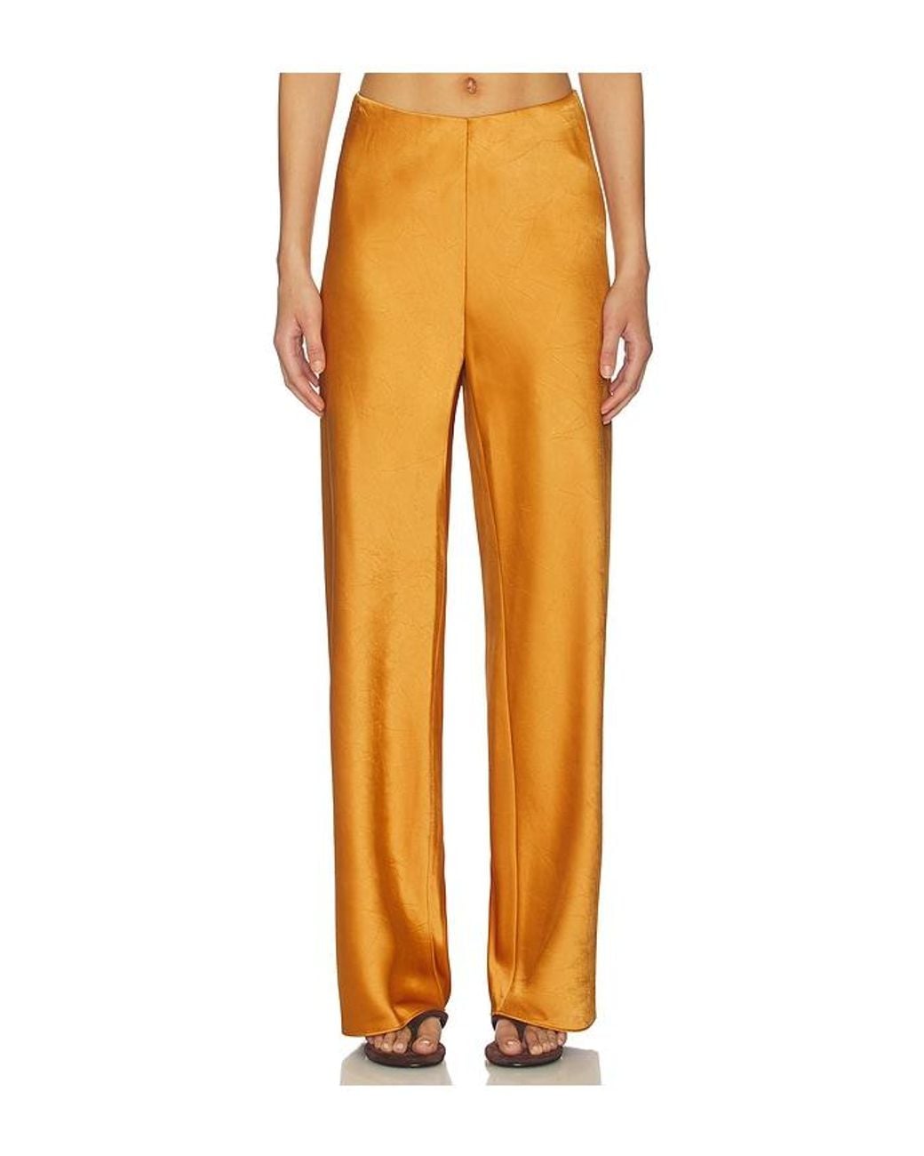 Vince Orange High Waist Satin Bias Pant