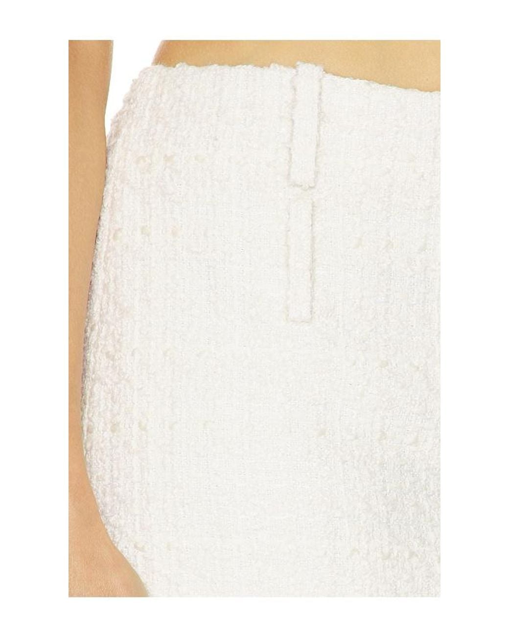 Helsa White Tweed Double Loop Mini Skirt