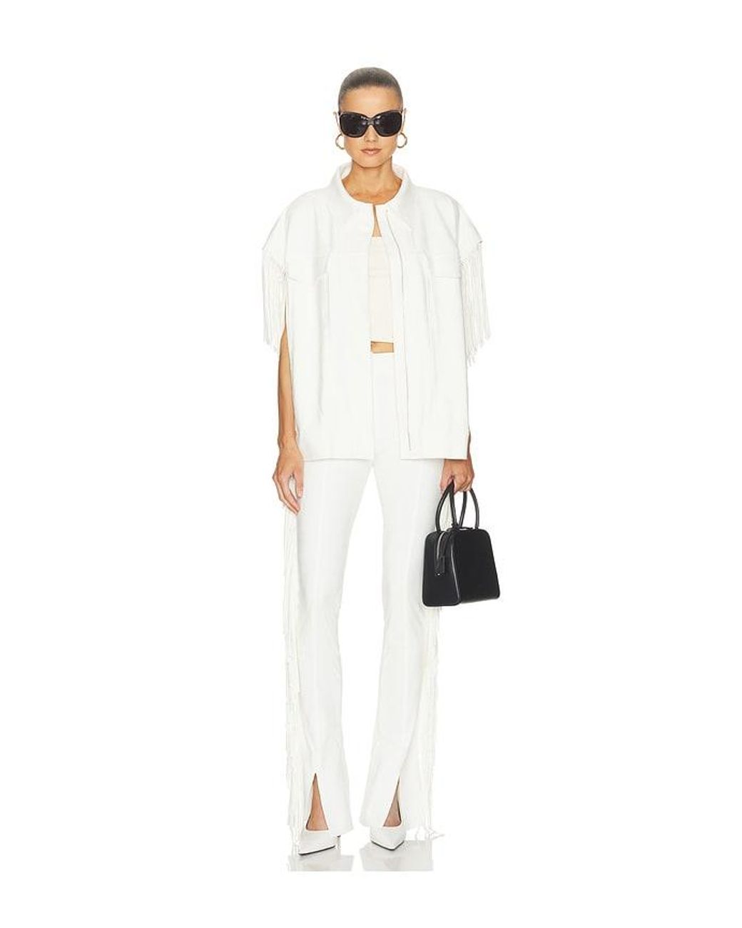 Norma Kamali White Sleeveless Oversized Jean Jacket