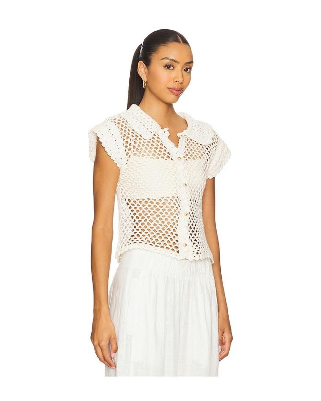 Free People White Lily Crochet Top