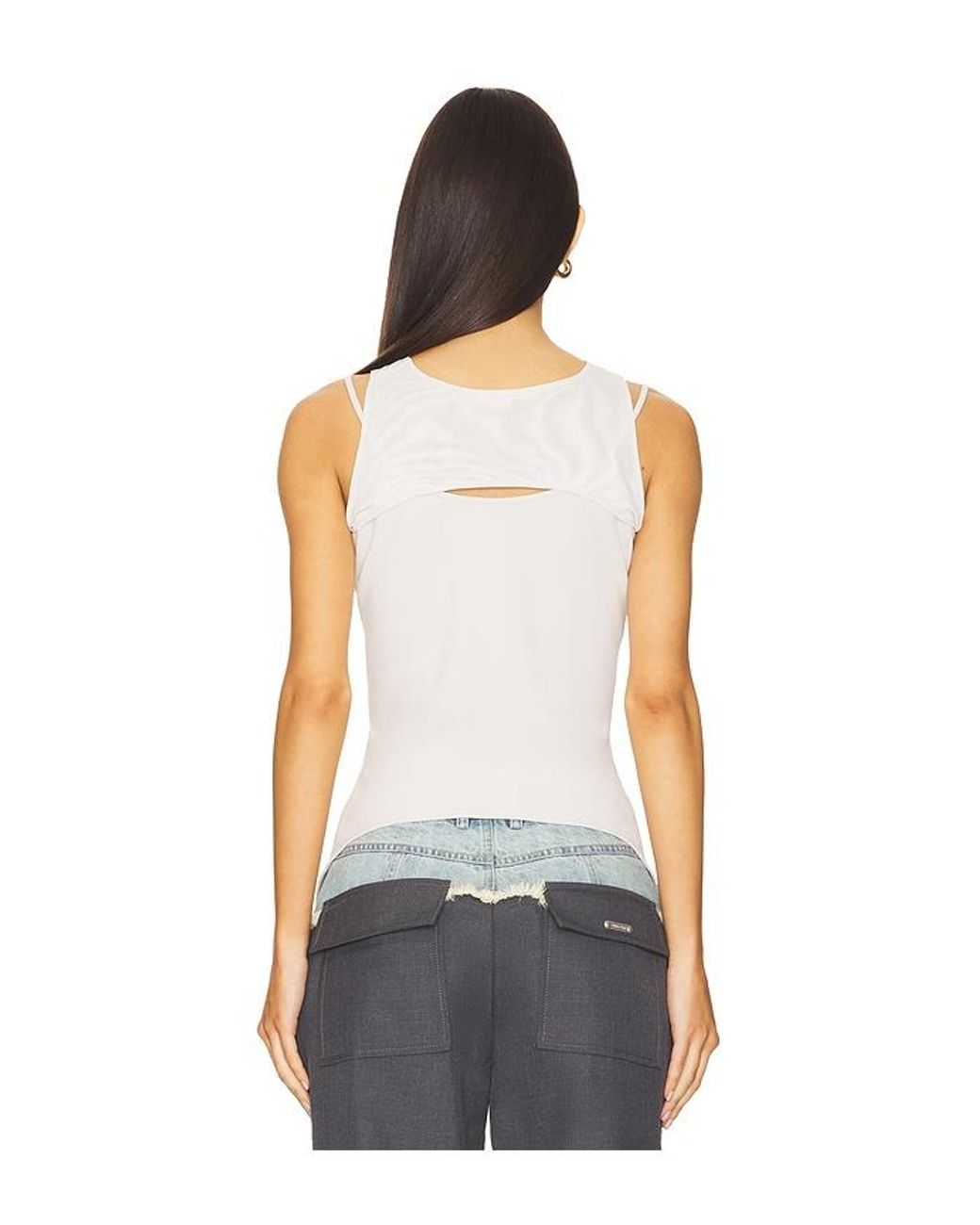 PRIVATE POLICY White Mesh Harness Tank Top