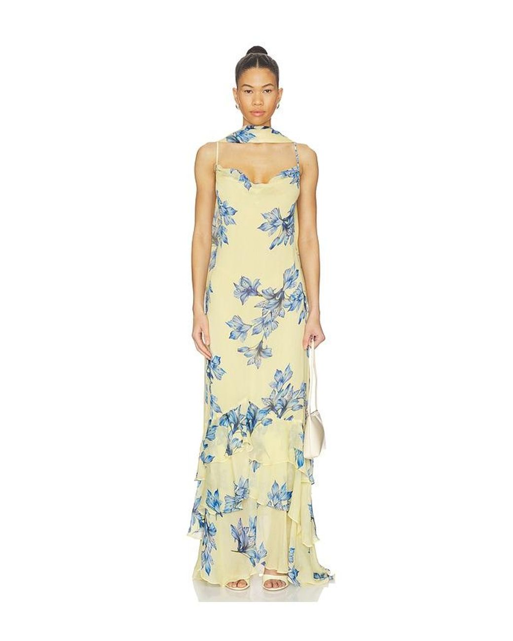 Rococo Sand White Cowl Maxi Dress With Sash