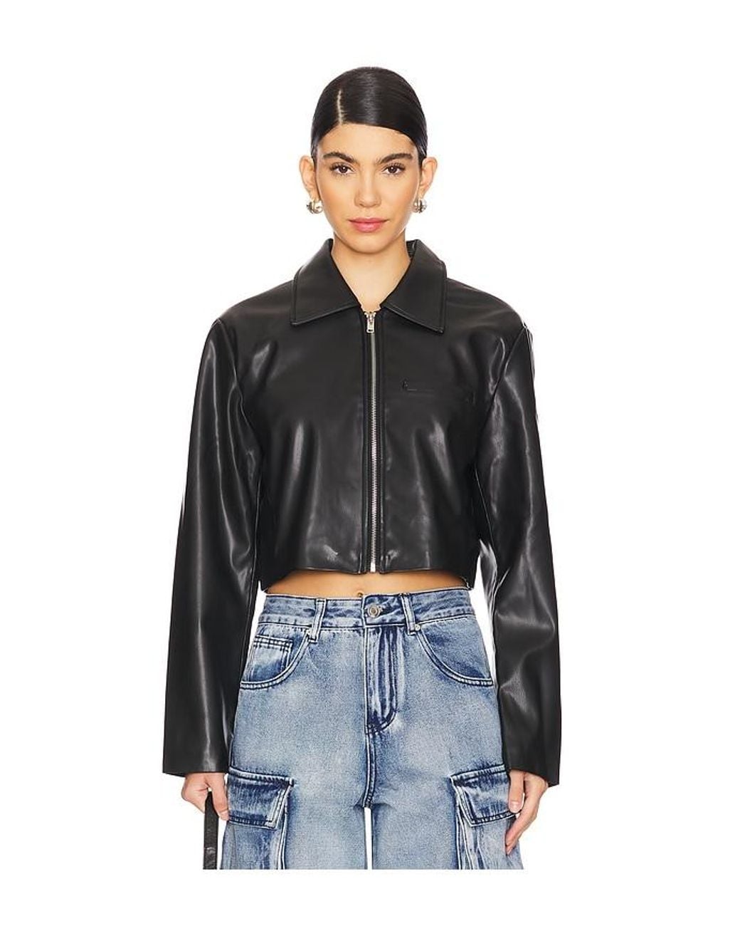 superdown Black X Emily Gemma Gabriella Faux Leather Jacket