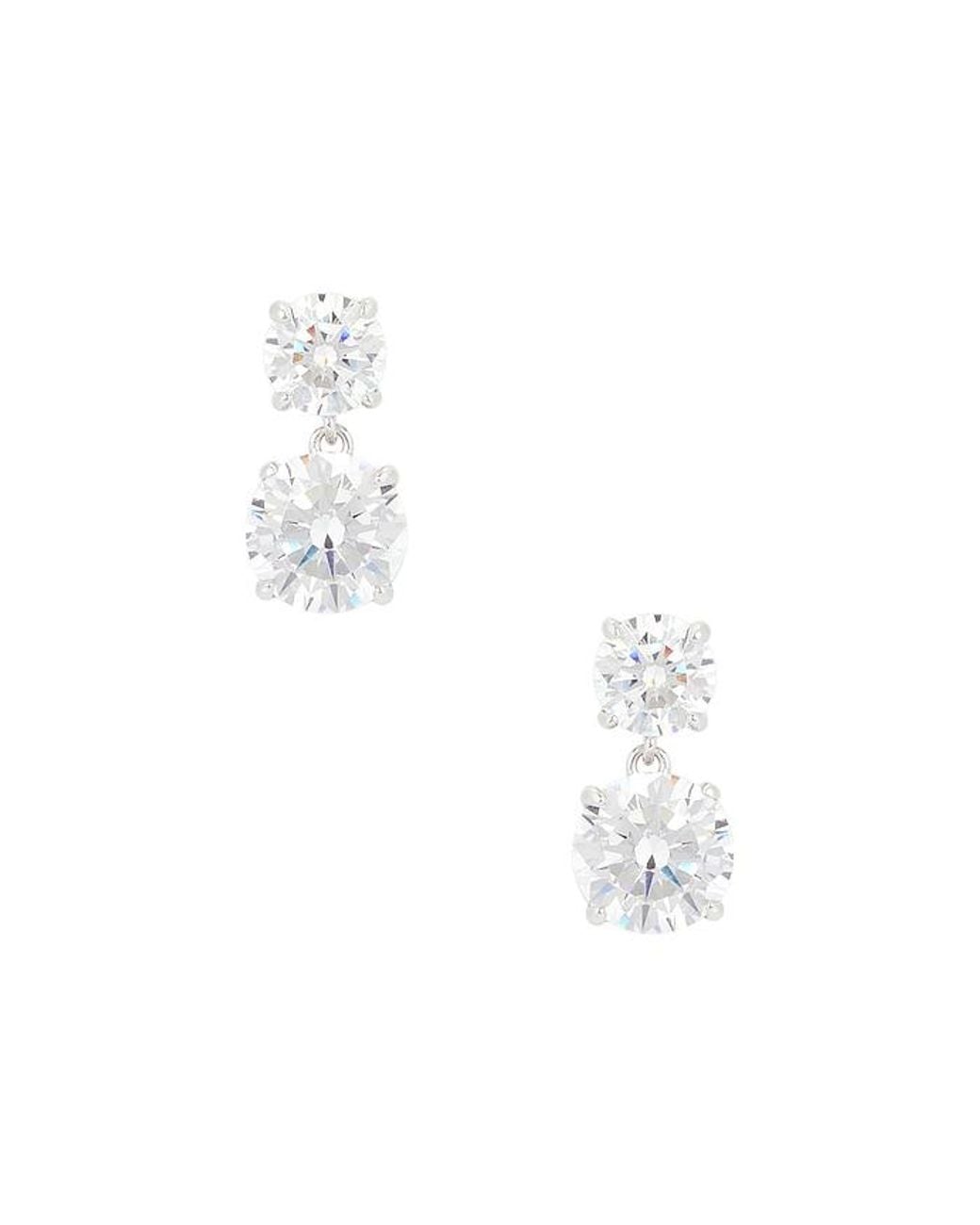 Shashi White Solitaire Drop Earring
