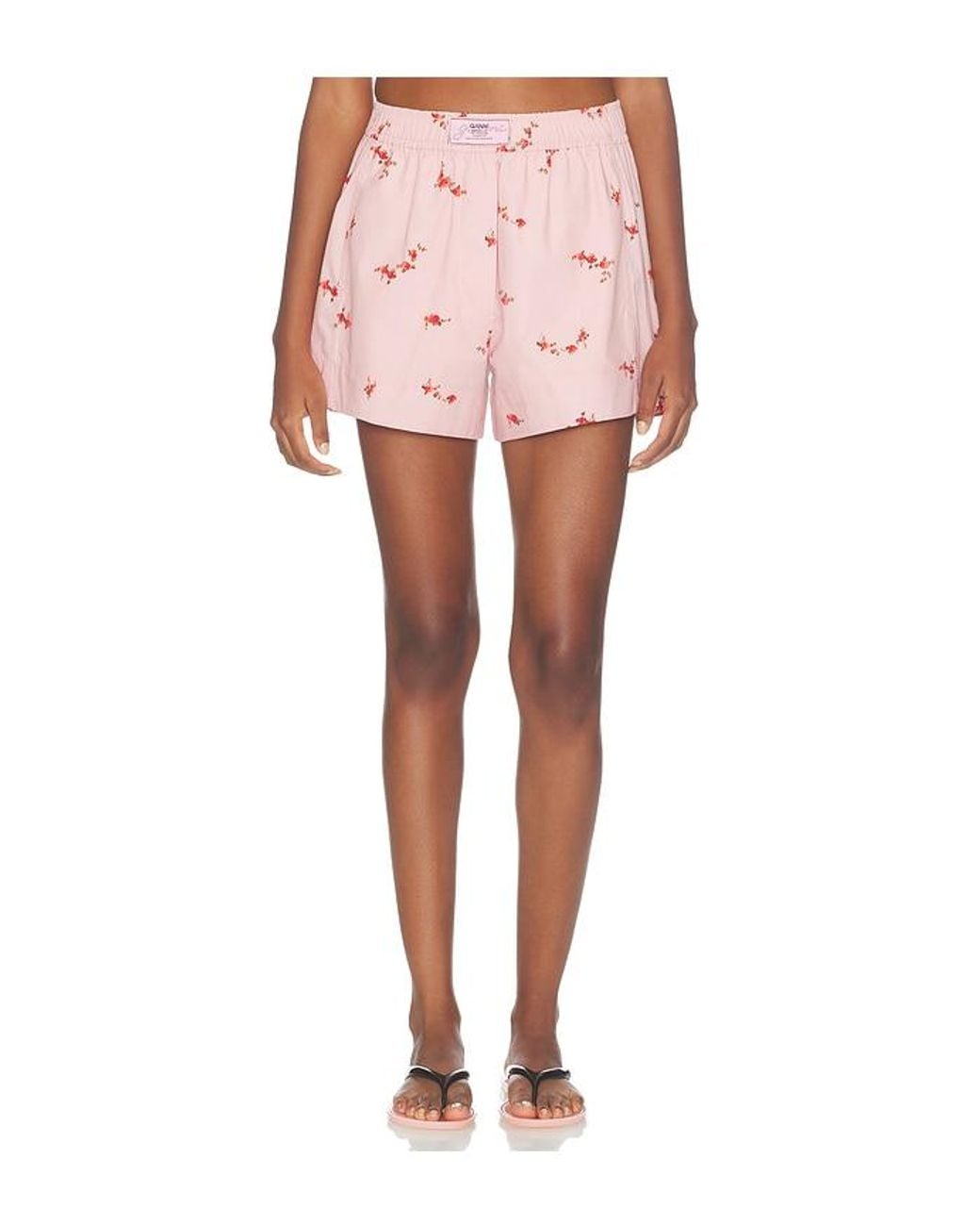 Ganni Pink Printed Stretch Cotton Short